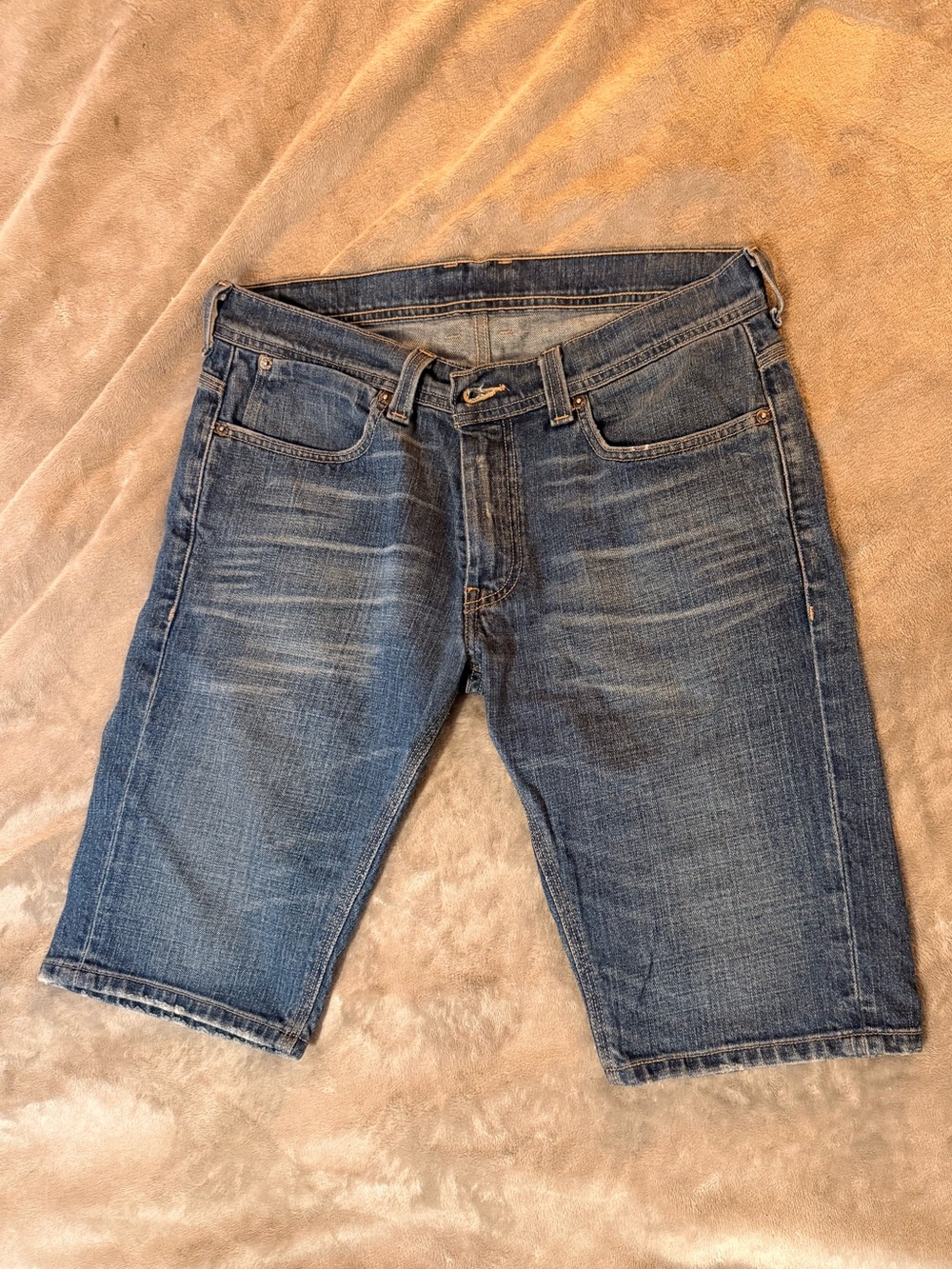 Levi's Medium Blue Denim Jean Shorts - Five-Pocket Style